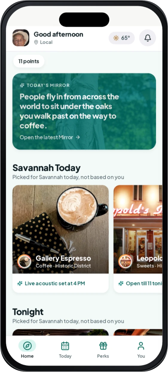 A coffee shop place page
